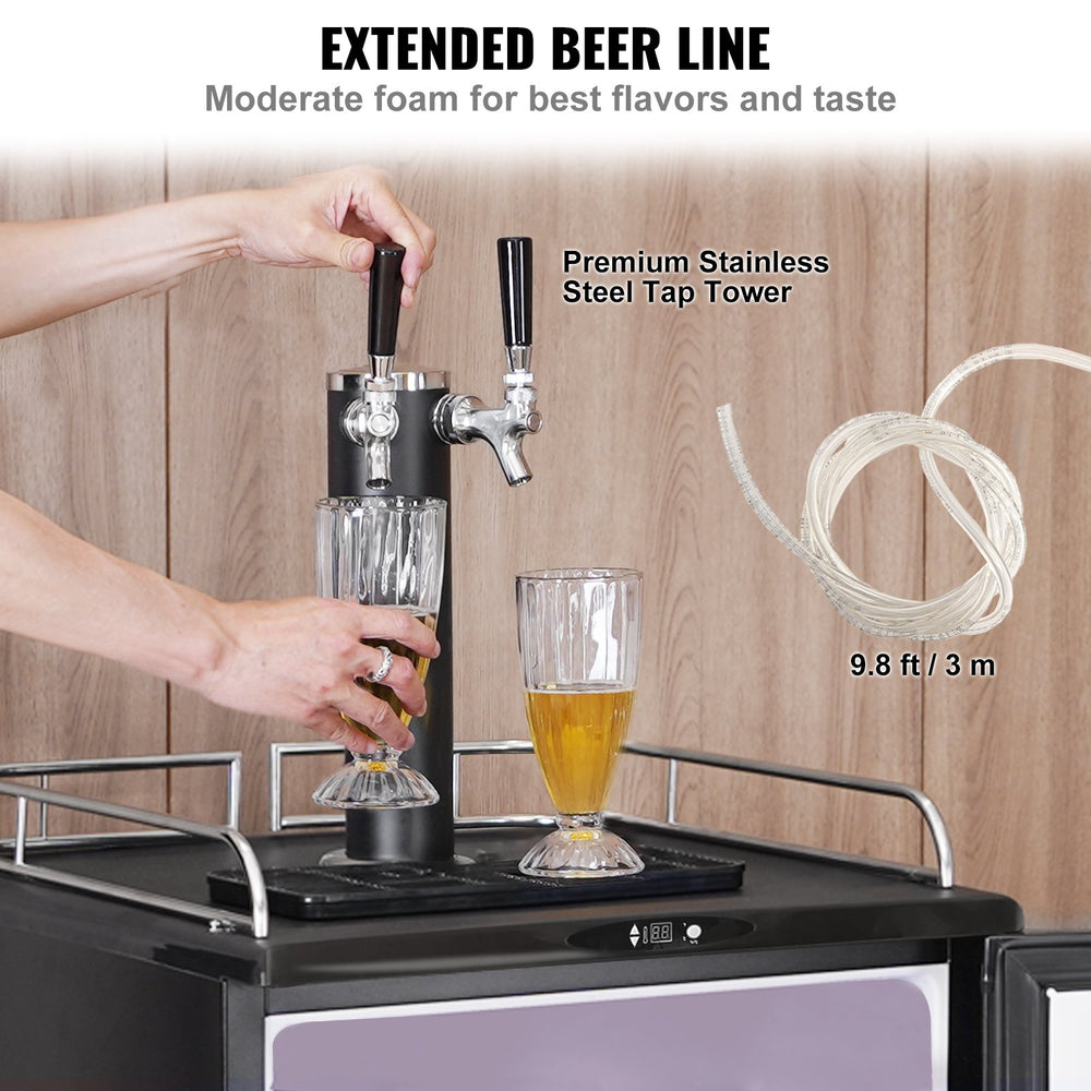 Vevor Beer Kegerator Full Size Dual Tap Dispenser with Temperature Control New