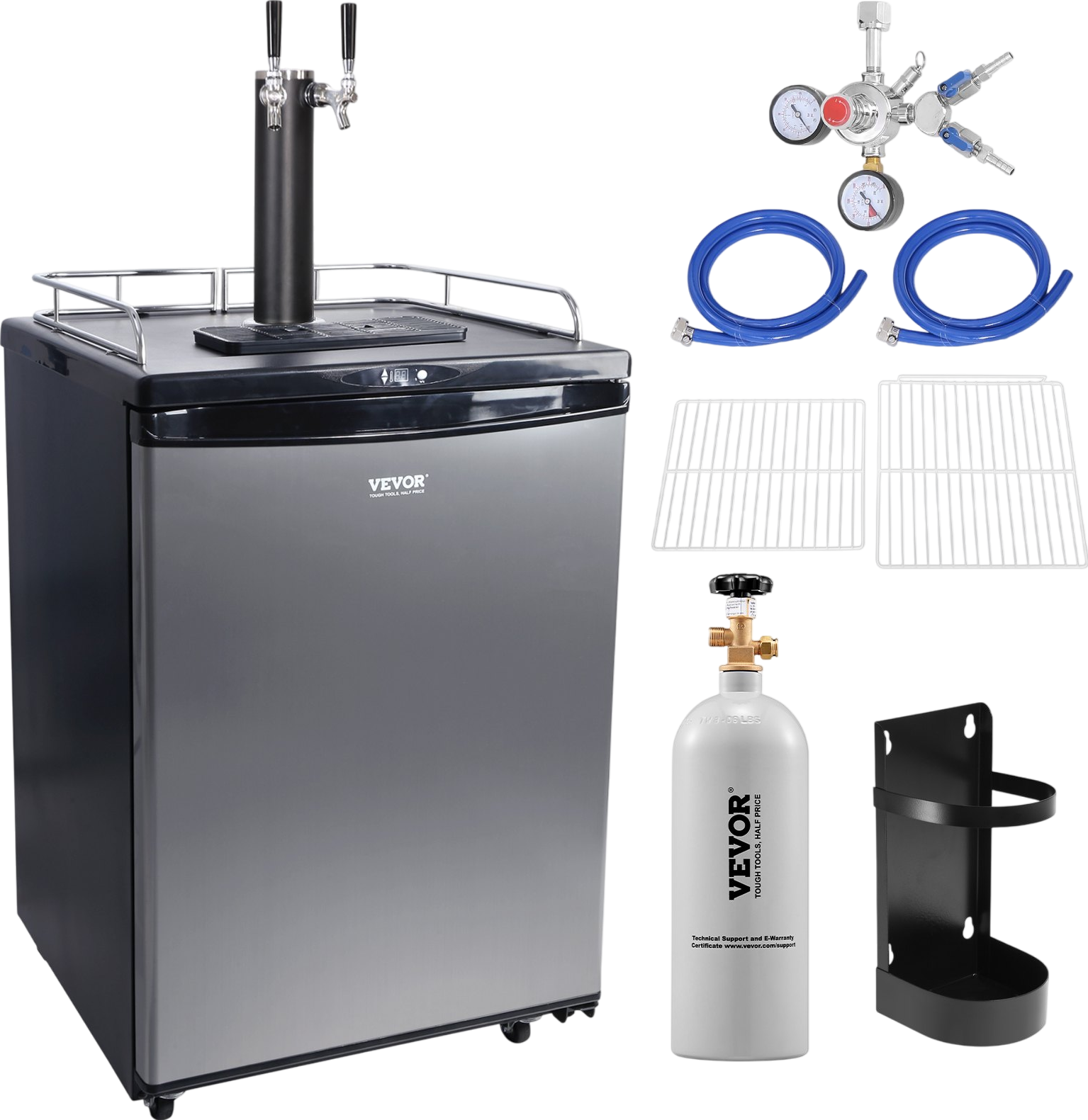 Vevor Beer Kegerator Full Size Dual Tap Dispenser with Temperature Control New