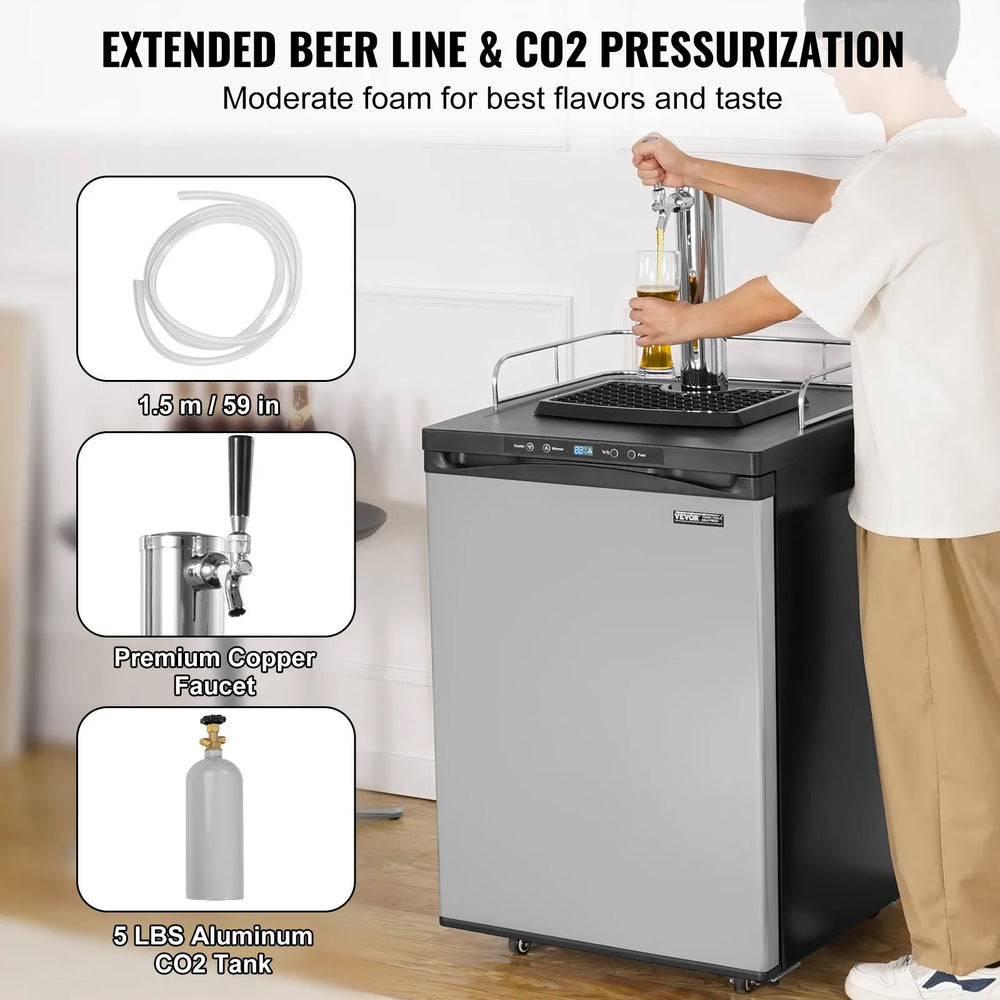 Vevor Beer Kegerator Dispenser Single Tap Full Keg Capacity with Temperature Control New