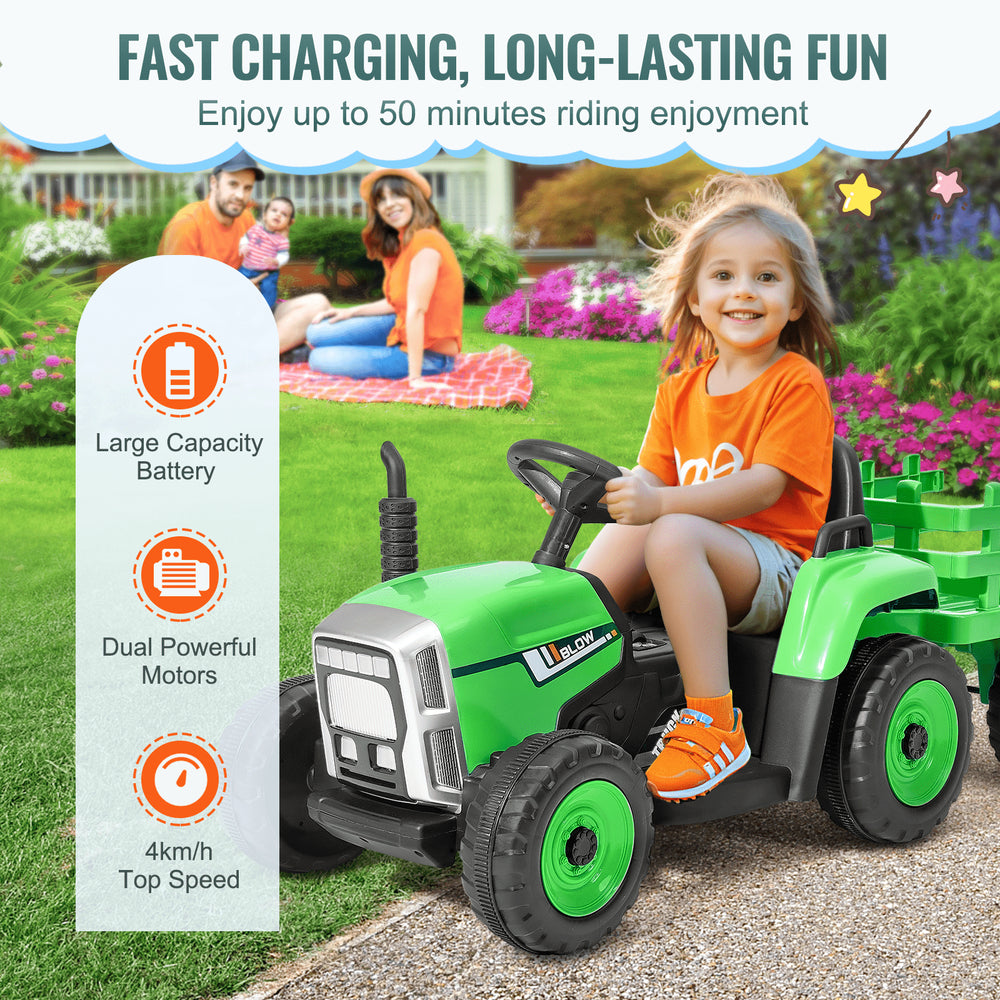 Vevor Kids Ride On Tractor 12V Electric Toy with Trailer Remote Control New