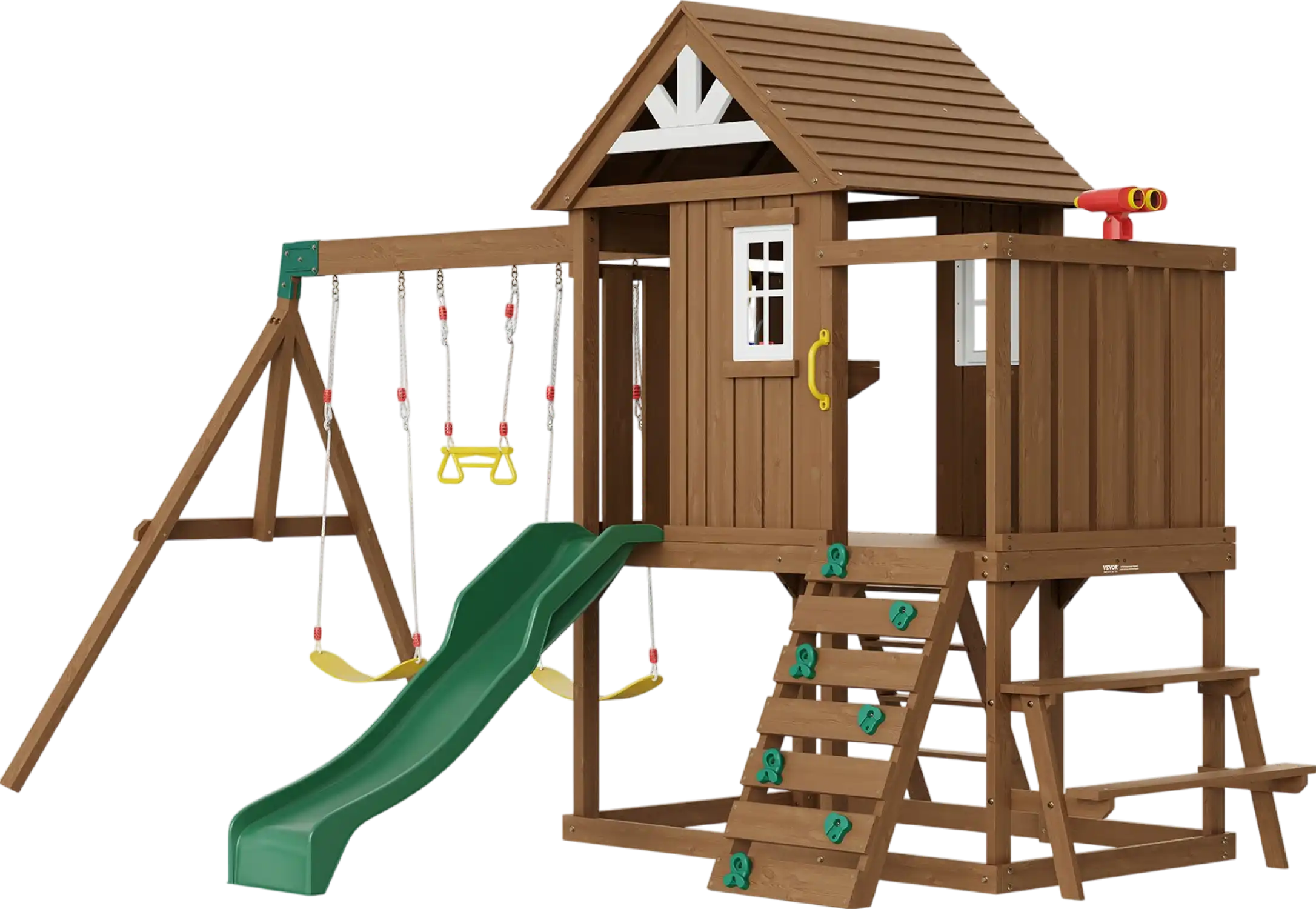Vevor Wooden Swing Set 9-In-1 Outdoor Playground Set with Slide New