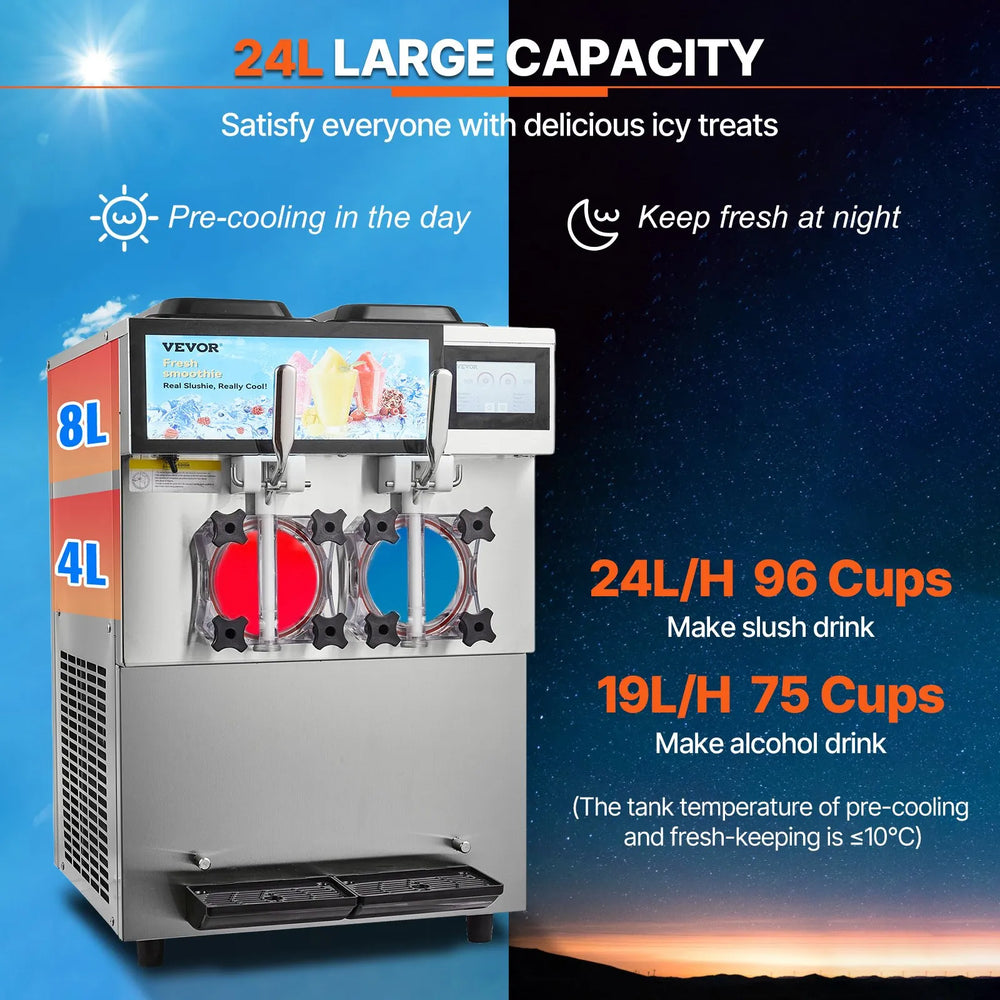 Vevor Commercial Slushy Machine 3.17 Gal. Double Tanks with Touchscreen New