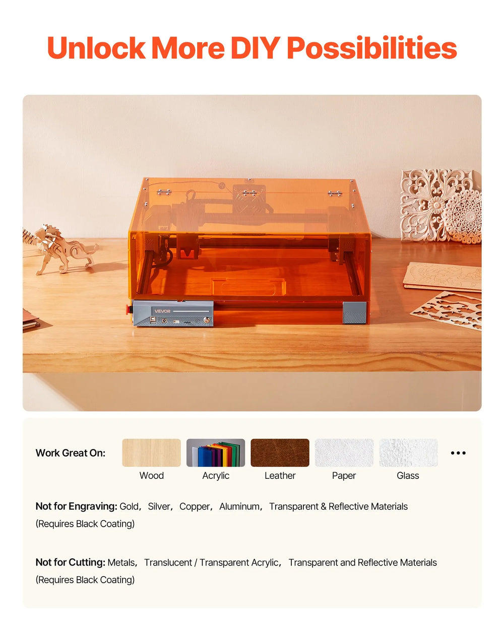 Vevor Laser Engraver 20W with Enclosure 11.8 x 11.8 in Working Area Class 1 New