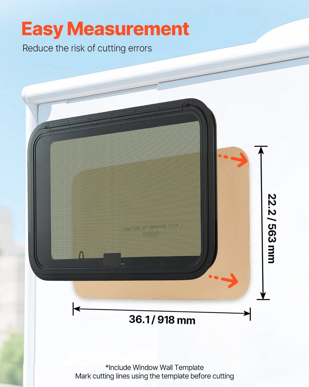 Vevor Exit RV Window 36" x 22" Emergency Push Out with Screen New