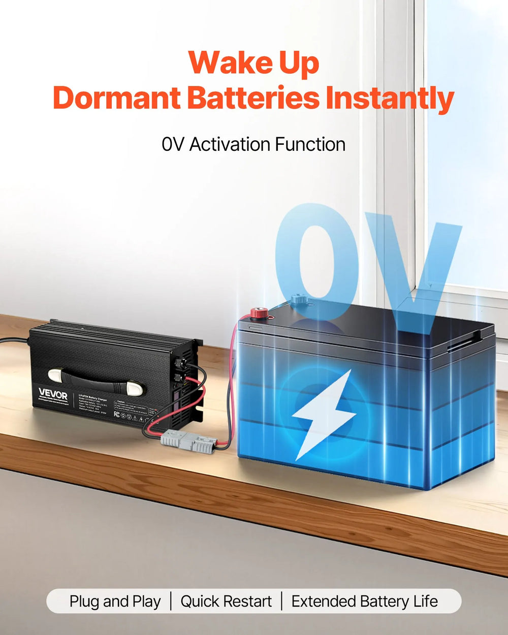 Vevor Lithium Battery Charger 12V 60A LiFePO4 with Anderson Connector New