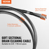 Vevor Drain Cleaning Cable 60 ft. x 1-1/5 Inch with 6 Cutters for 2" to 7.9" Pipes New