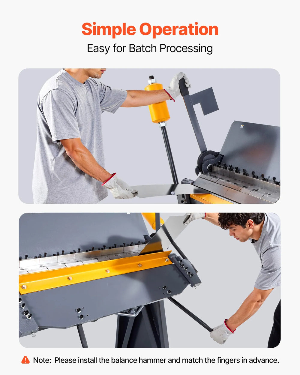 Vevor Box and Pan Brake 48" Sheet Metal Bender 12-Gauge Capacity with 8 Fingers 0-135° New