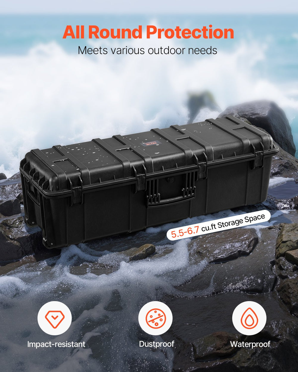 Vevor Weatherproof Hard Case Heavy Duty Dry Box with Pre-Cut Foam New