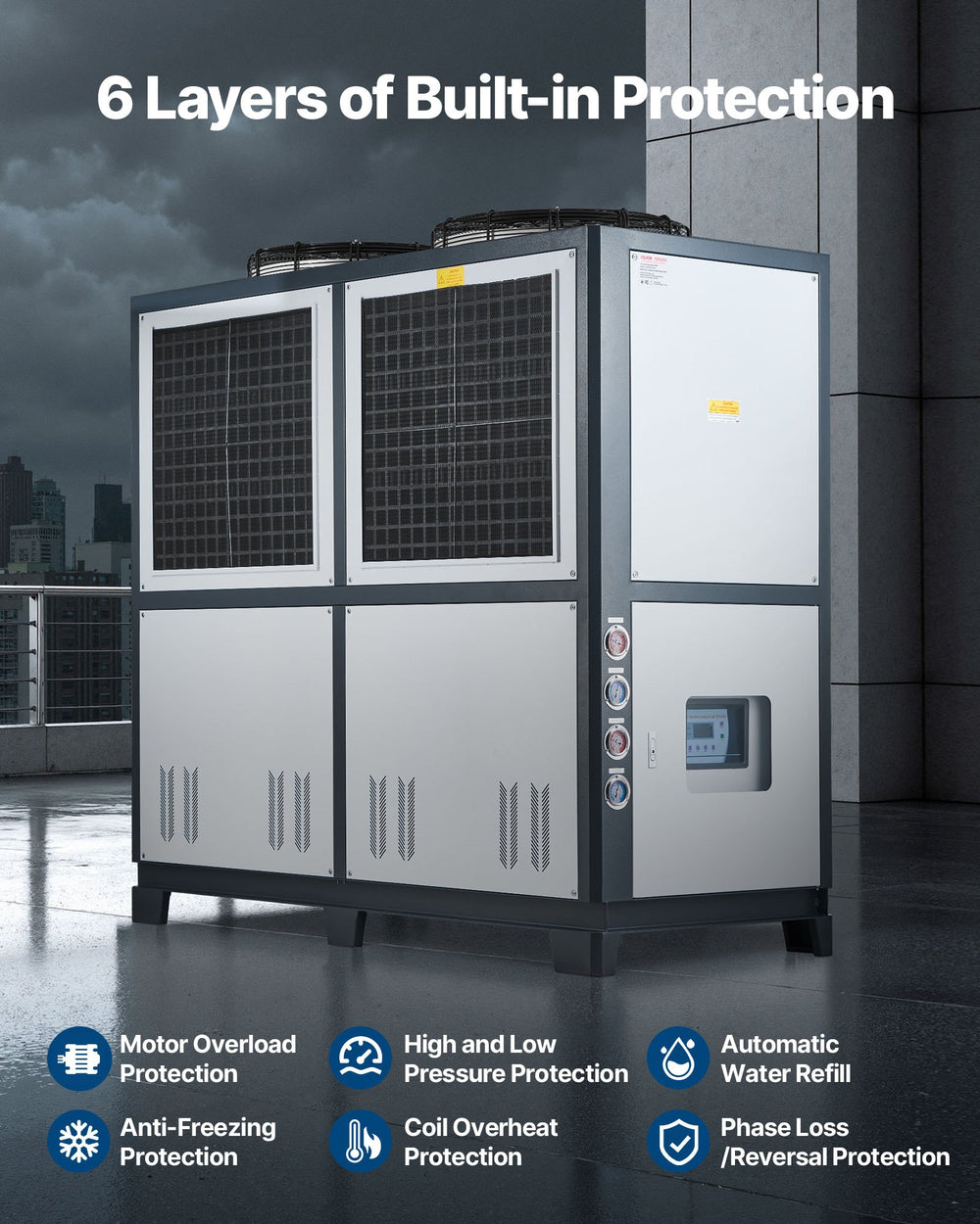 Vevor Industrial Water Chiller Air-Cooled 25 HP Dual Compressor 53 Gal. Tank New