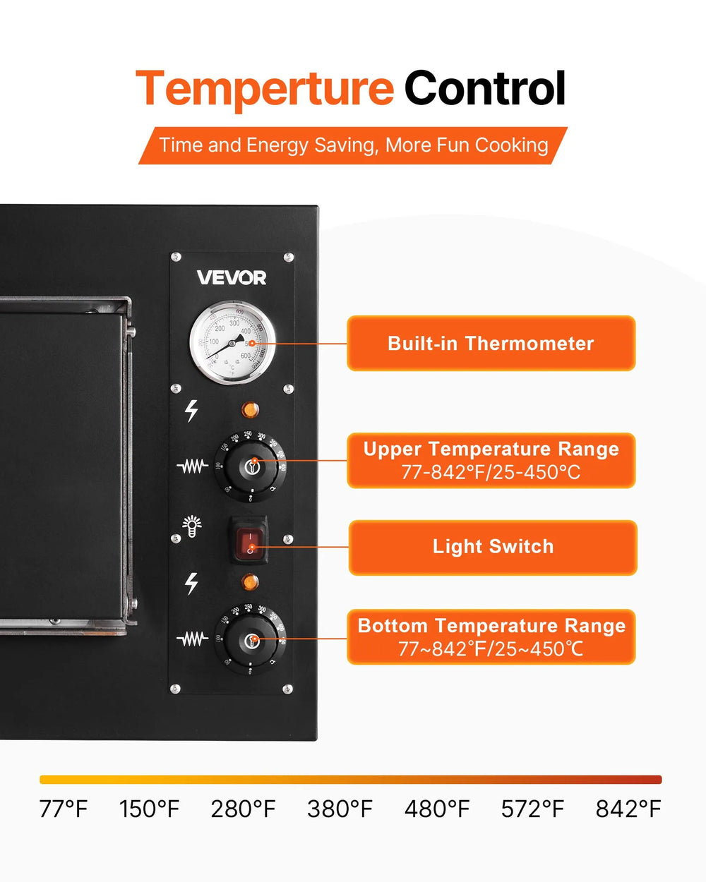 Vevor Electric Pizza Oven 24" with Temperature Control 842°F Max Temp 4200W New