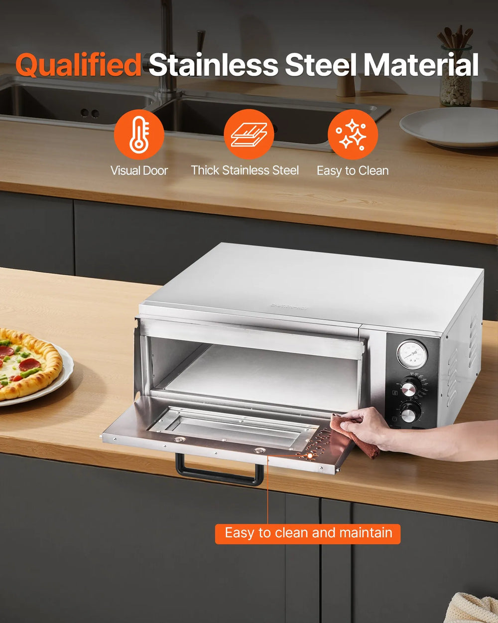 Vevor Electric Pizza Oven 18-Inch Single Deck 842°F Max Temp 1740W New