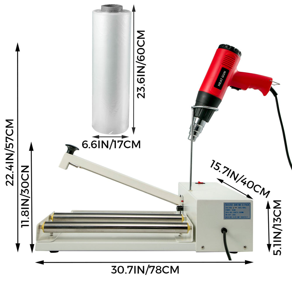 Vevor Shrink Wrap Machine 24" I-Bar Sealer with Heat Gun 800W New