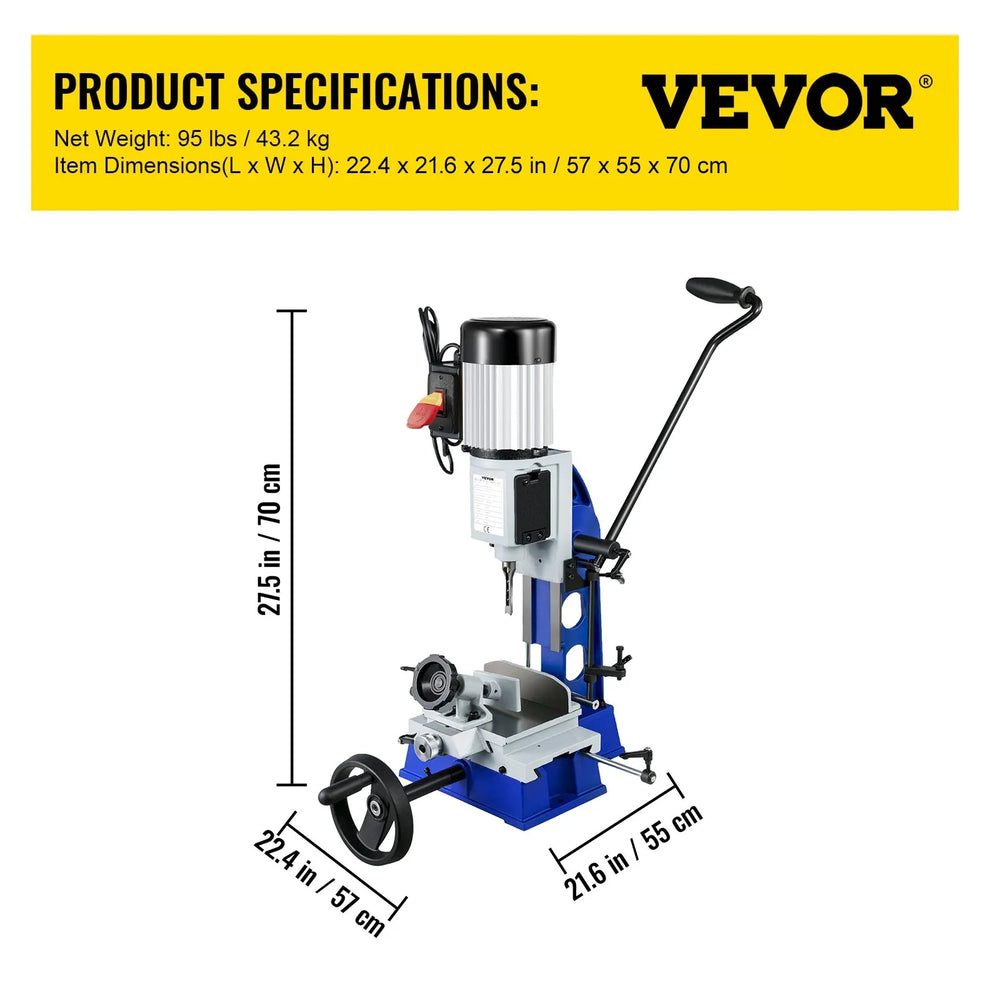 Vevor Mortise Woodworking Machine with Movable Workbench 1/2 HP 1700 RPM New