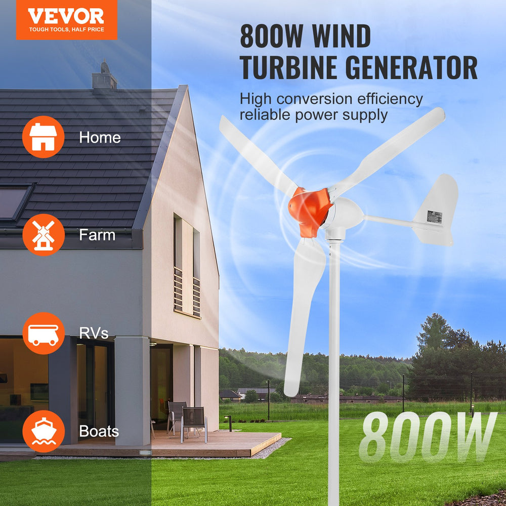 Vevor Wind Turbine Generator Kit 3-Blade with MPPT Controller 800W 12V New