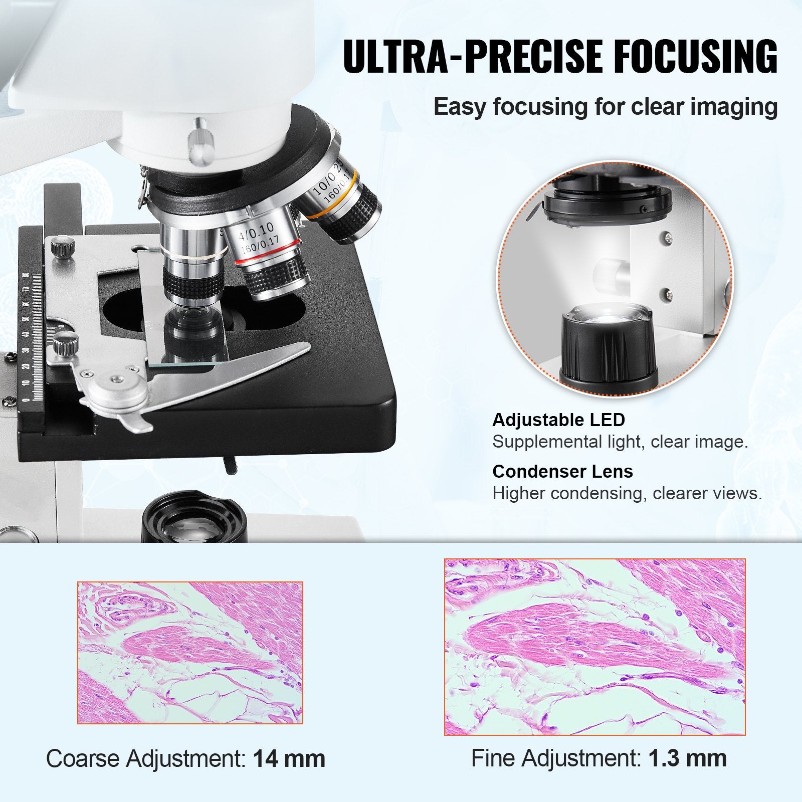 Compound trinocular Microscope, 40X-5000X Magnification sold