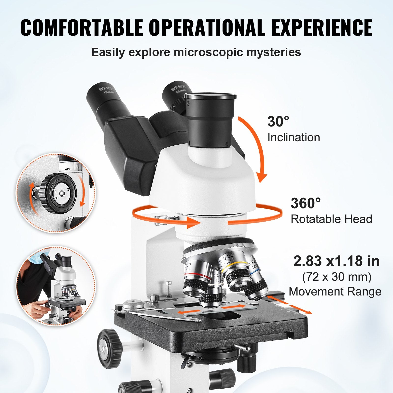 Compound trinocular Microscope, 40X-5000X Magnification sold