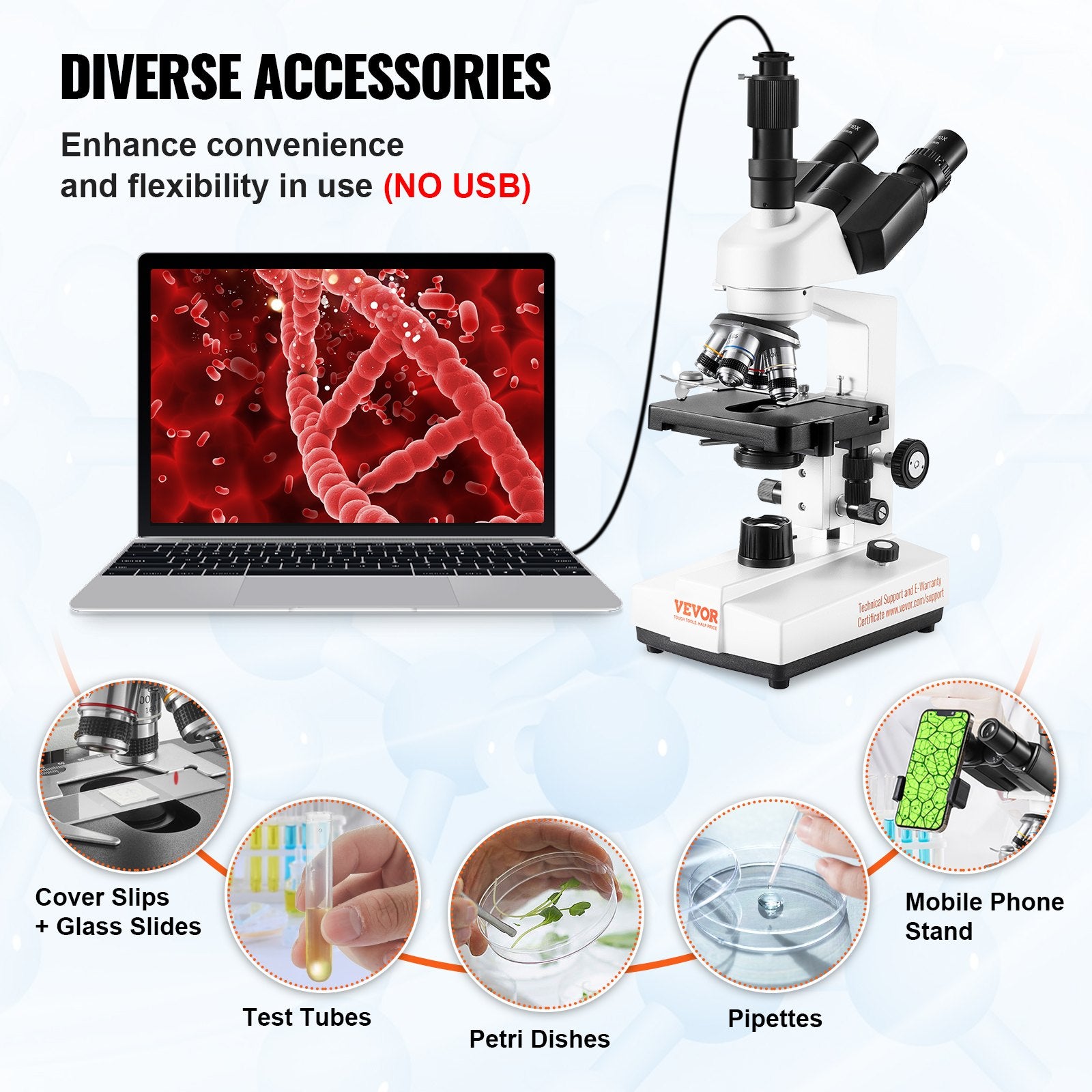 Vevor Compound Trinocular Microscope 40X-5000X