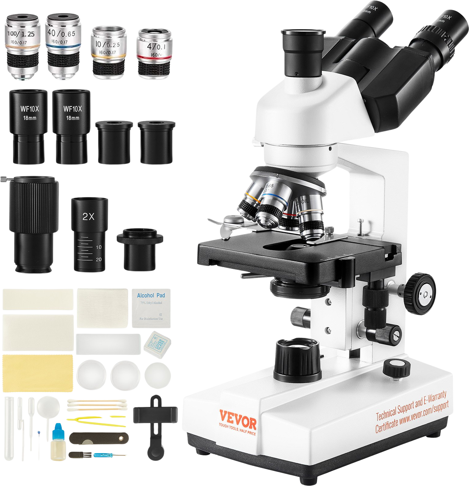 Vevor Compound Trinocular Microscope 40X-5000X Magnification LED Illumination New