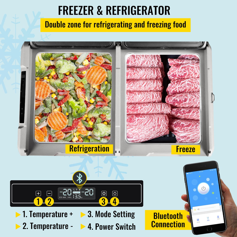 Vevor Portable Refrigerator and Freezer 80 Quart Dual Door Electric Cooler New
