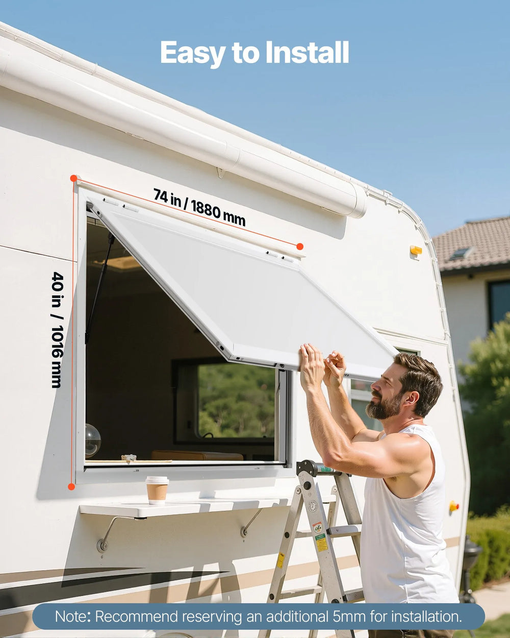 Vevor Concession Window 74" x 40" Aluminum Alloy with 85° Awning Door New