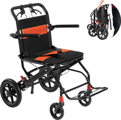 Vevor Wheelchair Aluminum Alloy Transport Chair Foldable 18