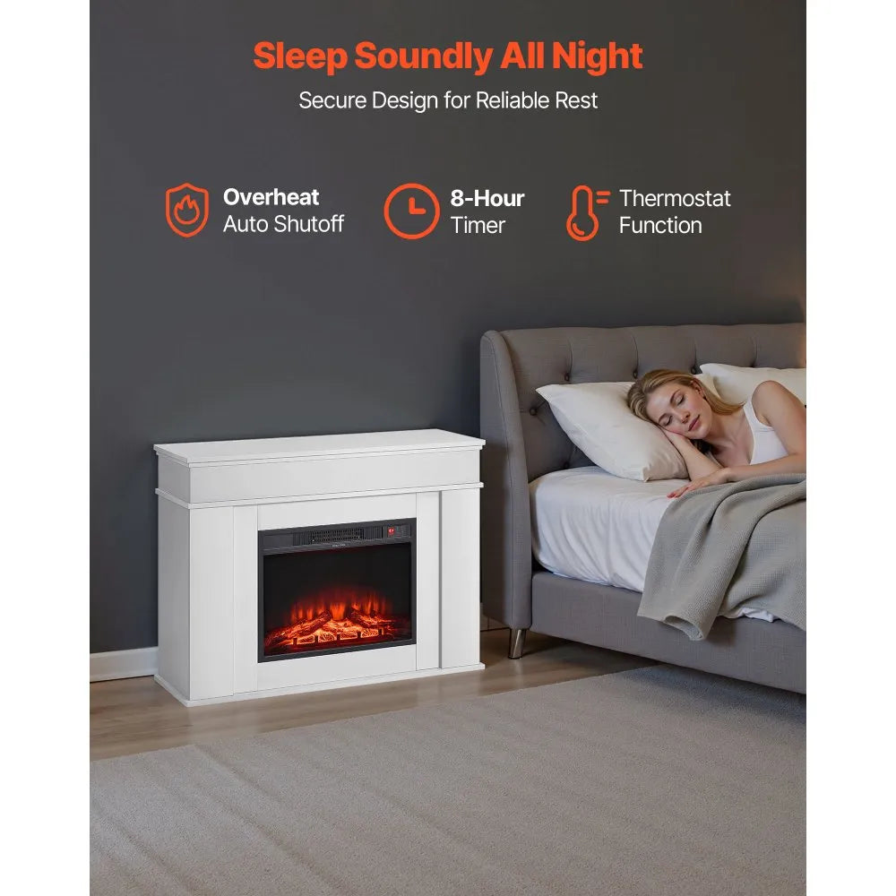 Vevor Electric Fireplace with Mantel 43 in. Adjustable Flames Remote Control 5,120 BTU 1500W New