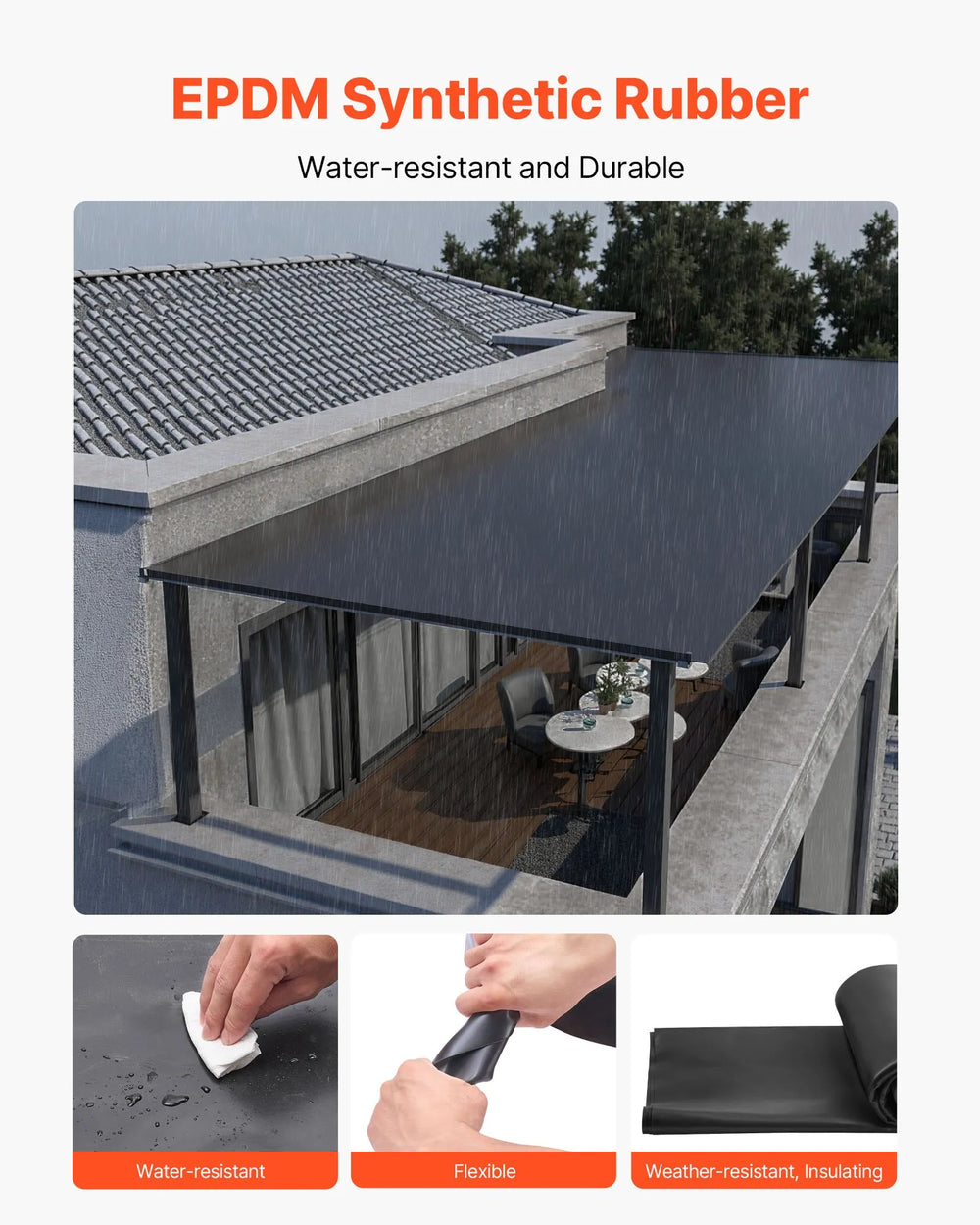 Vevor Roofing Roll Waterproof Membrane 45mil Thick 30 x 40 Ft. New