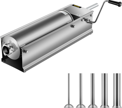 Vevor Horizontal Sausage Stuffer Manual with 5 Filling Nozzles 15 lbs Capacity New
