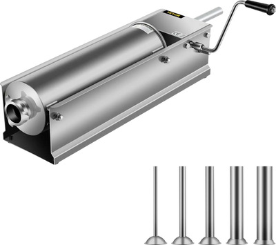 Vevor Horizontal Sausage Stuffer Manual with 5 Filling Nozzles 15 lbs Capacity New