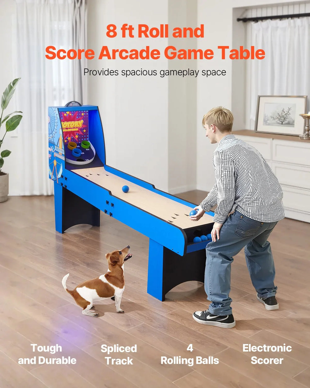Vevor Roll & Score Arcade Game Table 8 Ft with Electronic Scorer New
