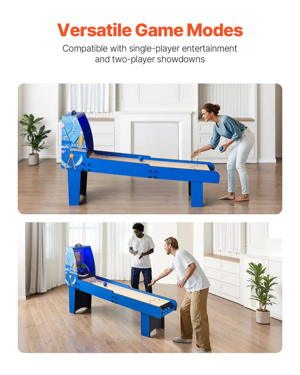 Vevor Roll & Score Arcade Game Table 8 Ft with Electronic Scorer New