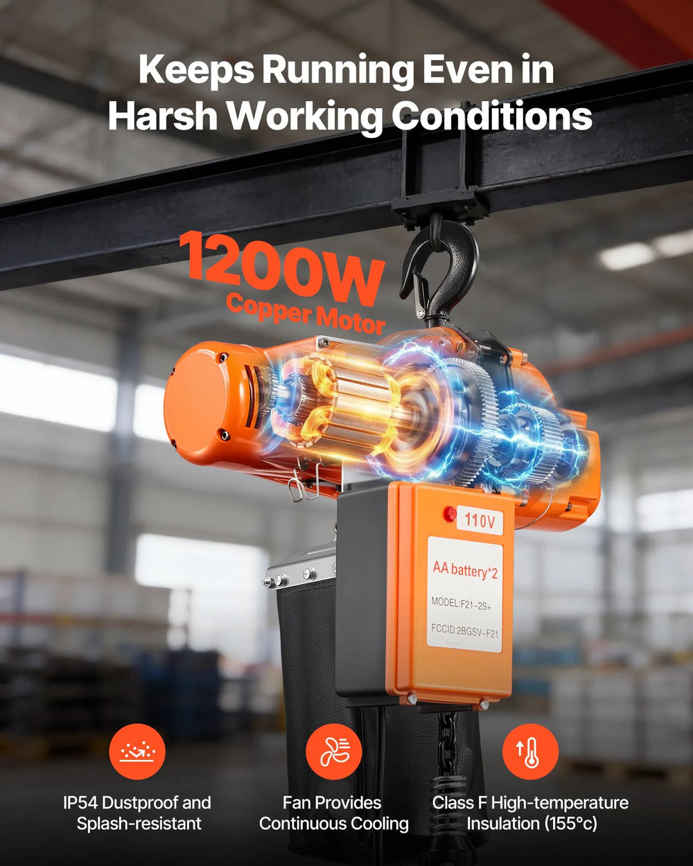 Vevor Electric Chain Hoist 1,100 lbs. 20 ft. Lifting Height with Wireless/Wired Remote Control 120V New