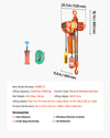 Vevor Electric Chain Hoist 2,200 lbs. 20 ft. Lift Height Wired/Wireless Remote Control 480V New