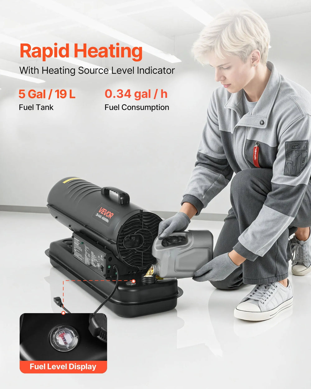 Vevor Forced Air Heater 45,000 BTU Kerosene Diesel Blower Portable New