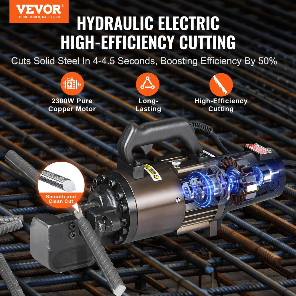Vevor Electric Hydraulic Rebar Cutter with 5-32mm Cutting Range 2300W New