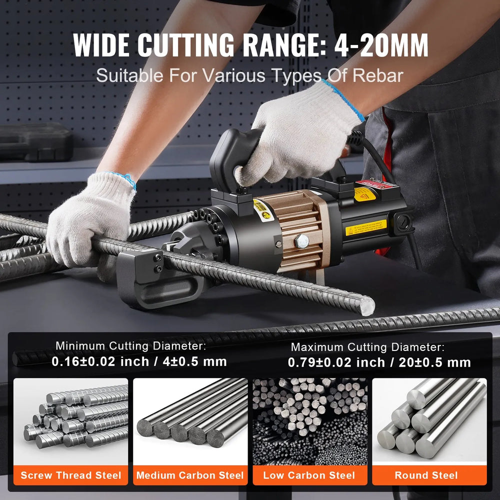 Vevor Electric Hydraulic Rebar Cutter with 4-20mm Cutting Range 1000W New
