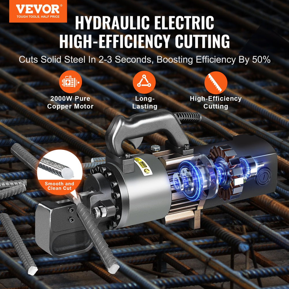 Vevor Electric Hydraulic Rebar Cutter with 5-25mm Cutting Range 2000W New