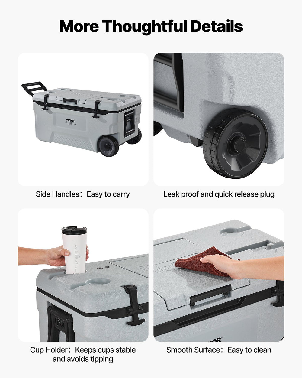 Vevor Portable Cooler 74QT Insulated Wheeled 120 Can Capacity New
