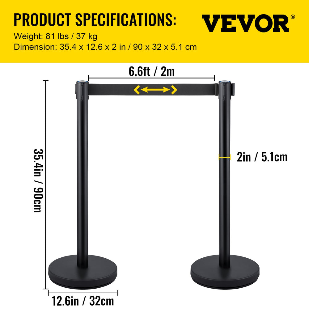 Vevor Stanchion Crowd Control Posts 6 Pcs Stainless Steel with Retractable Belts New