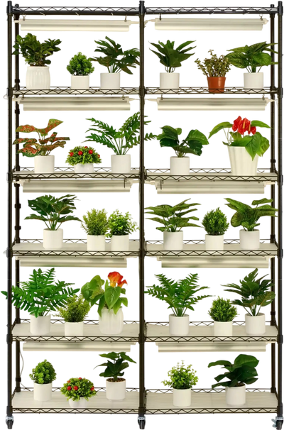 Vevor Plant Stand 6-Tier Shelf with 3000K 200W Full Spectrum Grow Light and Timer New