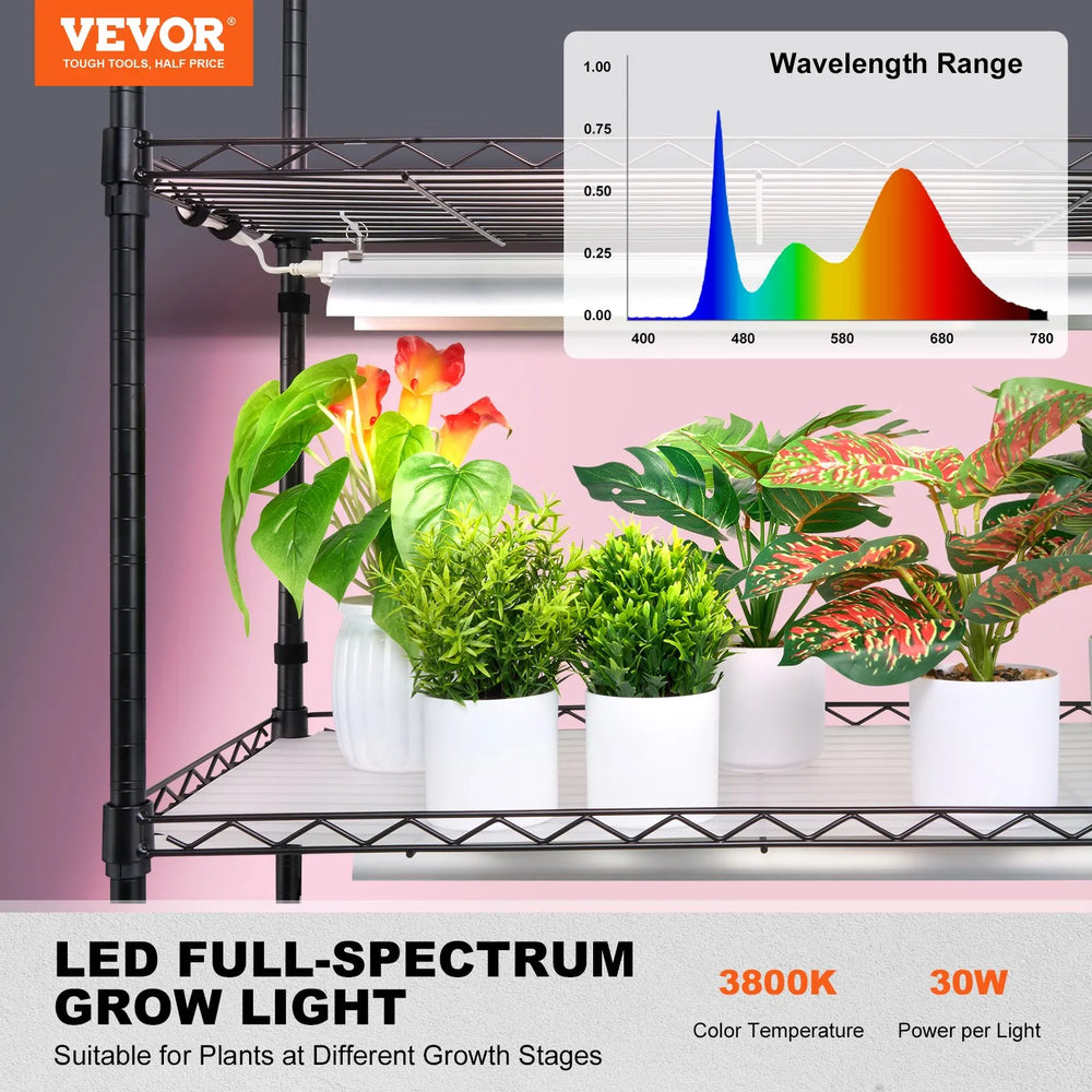 Vevor Plant Stand 6-Tier 71" Shelf with 150W Full Spectrum Grow Light and Timer New