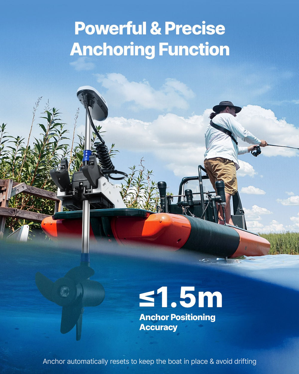 Vevor Electric Trolling Motor Boat Engine 54" Shaft 55lb Thrust 12V New