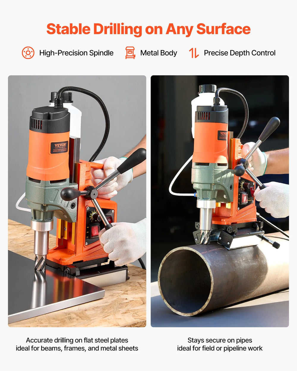 Vevor Magnetic Drill Press 1400W 2" Boring Diameter 0-750 RPM with 11 Core Bits New