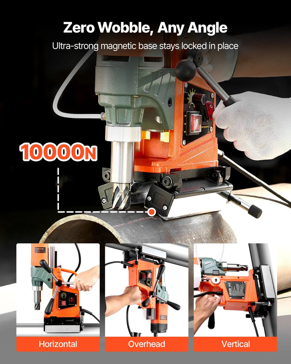 Vevor Magnetic Drill Press 1400W 2" Boring Diameter 0-750 RPM with 11 Core Bits New