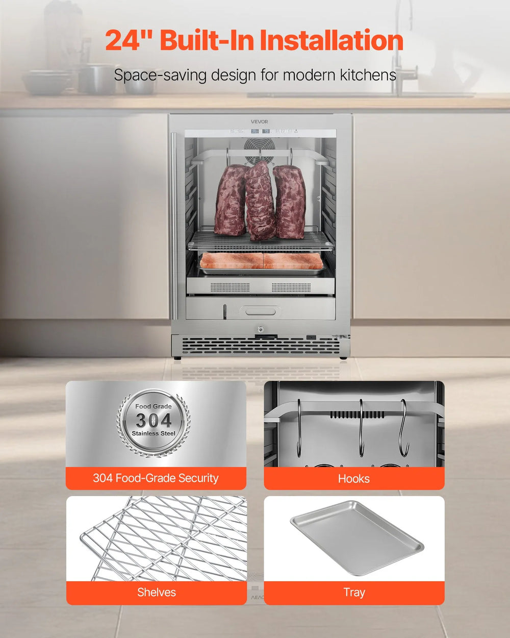 Vevor Dry Ager Refrigerator 99 lbs Capacity Precise Temperature and Humidity Control New