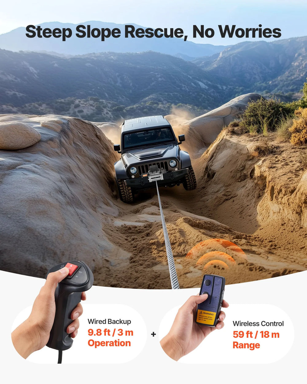 Vevor Electric Winch 10,000 lb. Load Capacity 21/64 in. x 65 ft. Steel Rope Remote Control 12V DC New