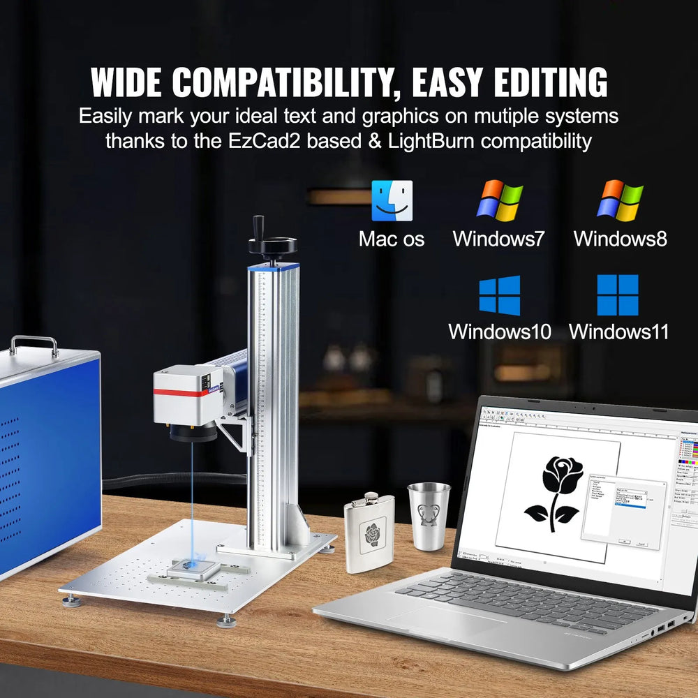 Vevor Fiber Laser Engraver 30W Marking Machine LightBurn Compatible New