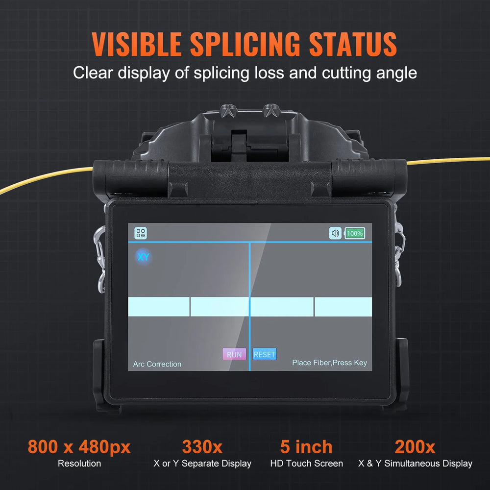 Vevor Fiber Fusion Splicer 4 Motors Clad Alignment 6s Splicing with 5" Touch Screen New