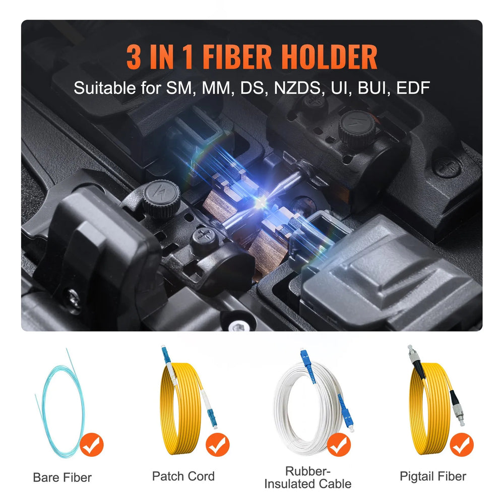 Vevor Fiber Fusion Splicer 4 Motors Clad Alignment 6s Splicing with 5" Touch Screen New