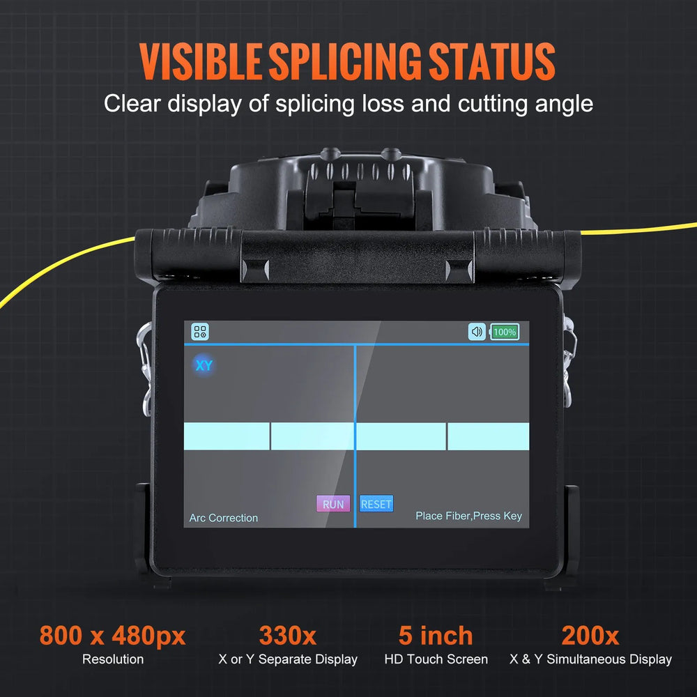 Vevor Fiber Fusion Splicer 6 Motors Core Alignment 6s Splicing 5" Touch Screen New